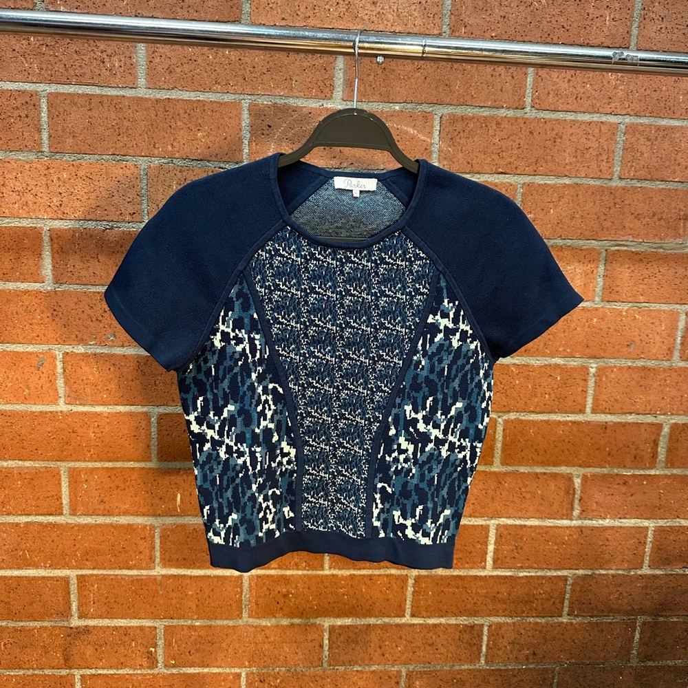 Blue Patterned Parker Short Sleeve Top